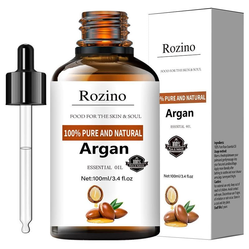 Rozino 100% Pure Natural Argan Essential Oil - Nourish Skin & Soul Herbal Hair Serum with SPF 15 curly hair oil treatment