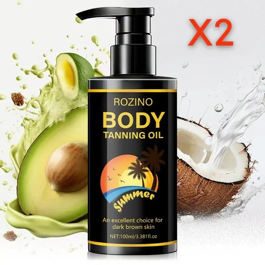ROZINO Body Tanning Oil - Summer - Ready Sun - Kissed Skin Sunless Self Tanner Bronzing Lotion