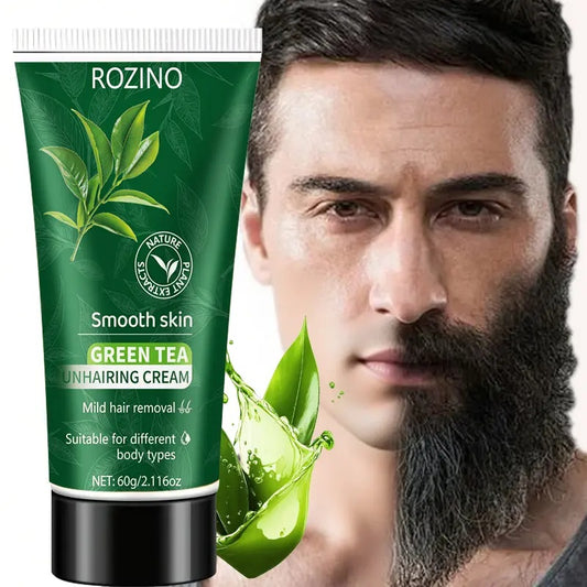 ROZINO Green Tea Hair Removal Cream - Mild & Non-Irritating Formula for Easy Lip Hair Removal Without Black Spots