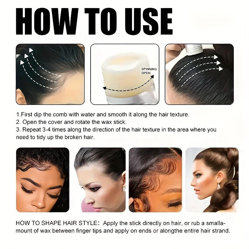 ROZINO Hair Wax Stick β Flyaway control and styling pomade for kids, women and men, ideal for creating hair buns and hair accessories (2 packs of wax) Haircare Gel
