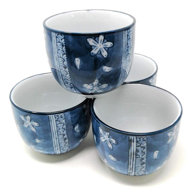 Chinese Japanese Porcelain Tea Set with Blue Flower Design, Handmade Traditional Tea Ceremony Set with Teapot and 4 Teacups