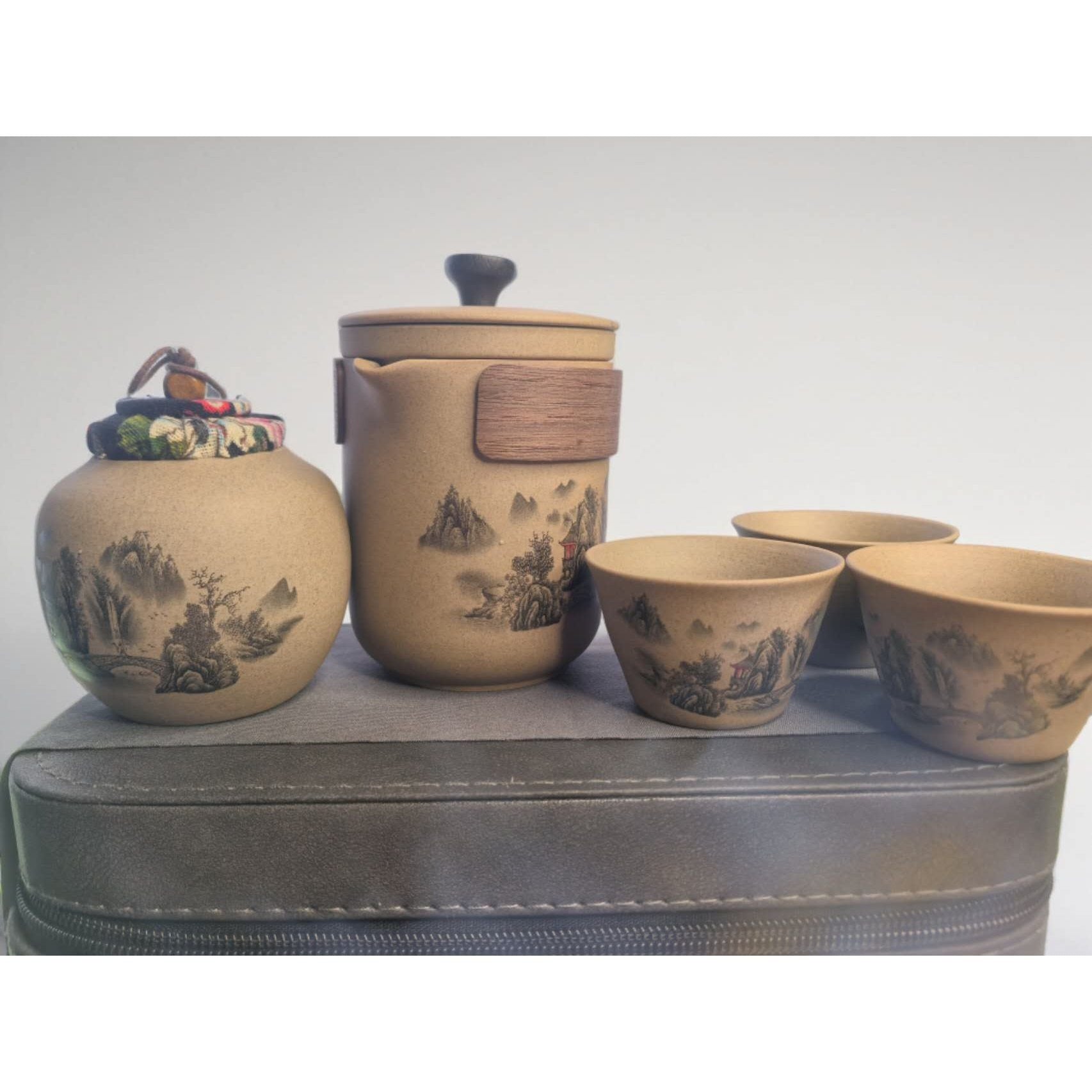 Travel Tea Set with Gift Box - Compact Portable Design for Home & Travel - Elegant Tea Experience - Perfect Gift for Any Occasion Portable - Includes Teapot, Cups, and Decorative Lid - Tumblers Included