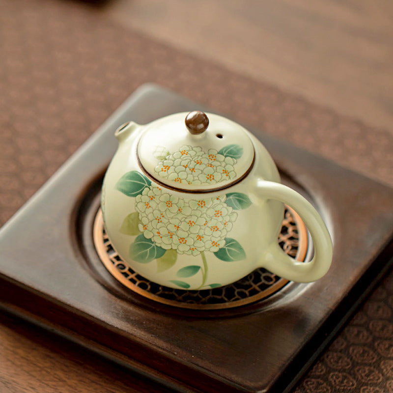 Ceramic Tea Set Compatible with Pufferfish Tea Pot - Crackle Glaze Xishi Teapot for Home Kung Fu Tea Brewing, Chinese Tea Vessel, Decorative & Functional Tea Making