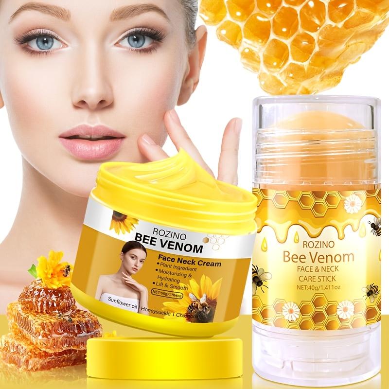 ROZINO 5-Piece Honey Skincare Set — Including Eye Cream Stick, Lip Balm, Face & Neck Cream, Hand & Foot Cream, Infused with Natural Extracts for Moisturizing and Hydrating, Leaving Skin Smooth and Radiant