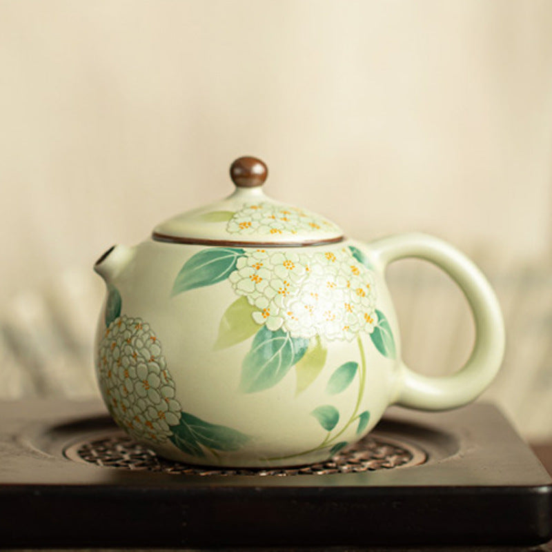 Ceramic Tea Set Compatible with Pufferfish Tea Pot - Crackle Glaze Xishi Teapot for Home Kung Fu Tea Brewing, Chinese Tea Vessel, Decorative & Functional Tea Making