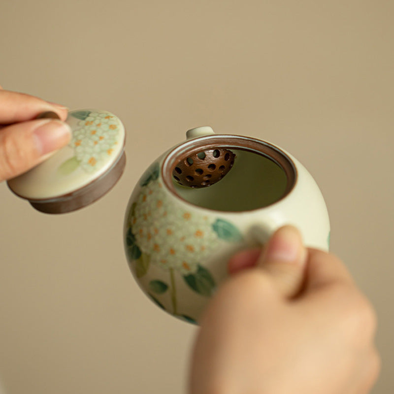 Ceramic Tea Set Compatible with Pufferfish Tea Pot - Crackle Glaze Xishi Teapot for Home Kung Fu Tea Brewing, Chinese Tea Vessel, Decorative & Functional Tea Making