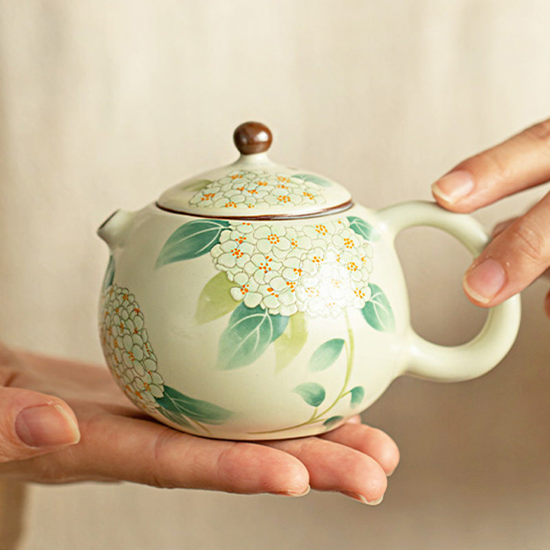 Ceramic Tea Set Compatible with Pufferfish Tea Pot - Crackle Glaze Xishi Teapot for Home Kung Fu Tea Brewing, Chinese Tea Vessel, Decorative & Functional Tea Making