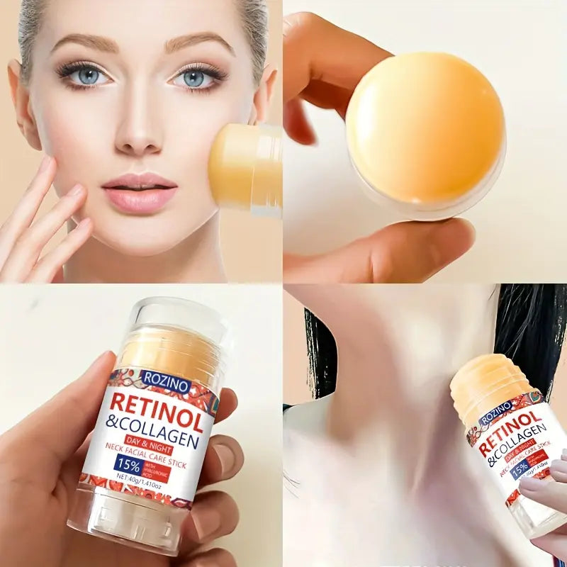 Retinol & Collagen Neck Facial Care Stick, Anti Aging Neckand Décolleté Firming Cream -Tighten and Hydrate Skin Day& Night Neck Tightening Cream Firm Repair SaggingRejuvenates Skin