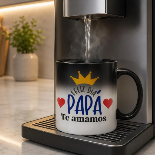 11oz Thermosensitive Ceramic Color Changing Mug, "Feliz Dia Papa" Printed Beverage Cup with Secret Heat Reveal Magic, Father's Day Dad Gifts from Son for Papá, Kitchenware Drinkware