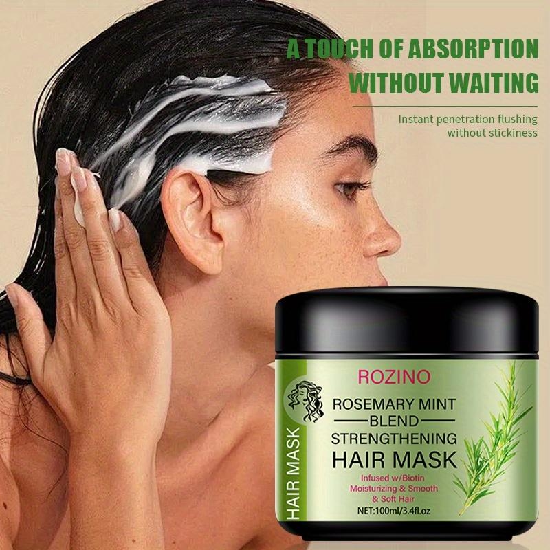 ROZINO Organic Rosemary Hair Mask & Mint Oil Set | Nourishing & Strengthening Treatment for Dry & Damaged Hair, Infused with Biotin & Essential Oils for Deep Conditioning - Haircare