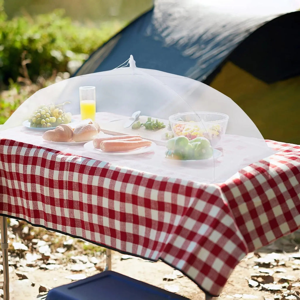 Foldable Food Cover, Mesh Food Cover, Portable Food Shelter, Picnic Supplies, Ideal for Outdoor Picnics, Bbqs & Parties, Containers, Household Items, for Salad, White, Kitchen, Utensils, Lightweight，Fruit Hygiene Barbecue