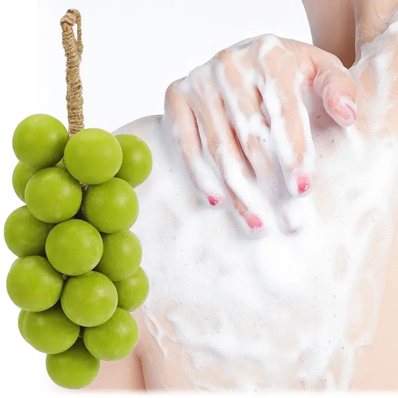 ROZINO Grape Soap on a Rope - Decorative Aromatic Artisan Bar for Hand Wash Bath Fresh Air Gift for Men Women Enhances Ambiance with Unique Rope Design Made with Grapeseed Oil and Olive Oil Body Care Daily Cleanser