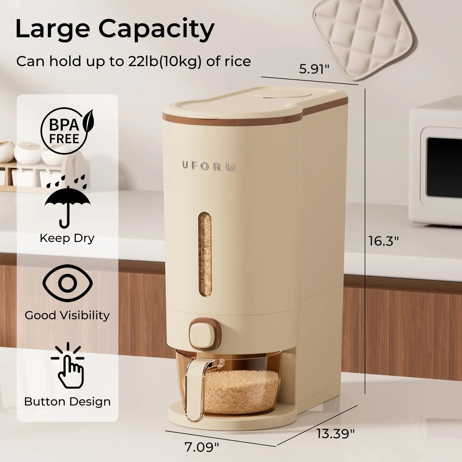insect-proof airtight Rice Dispenser with Measuring Cups - Moisture-Resistant Plastic, Airtight Grain Storage Container for Soybeans, Corn & Cereals,pet food,cat food,dog food,suitable for kitchen and food storage room,dealsforyou#SummerWins