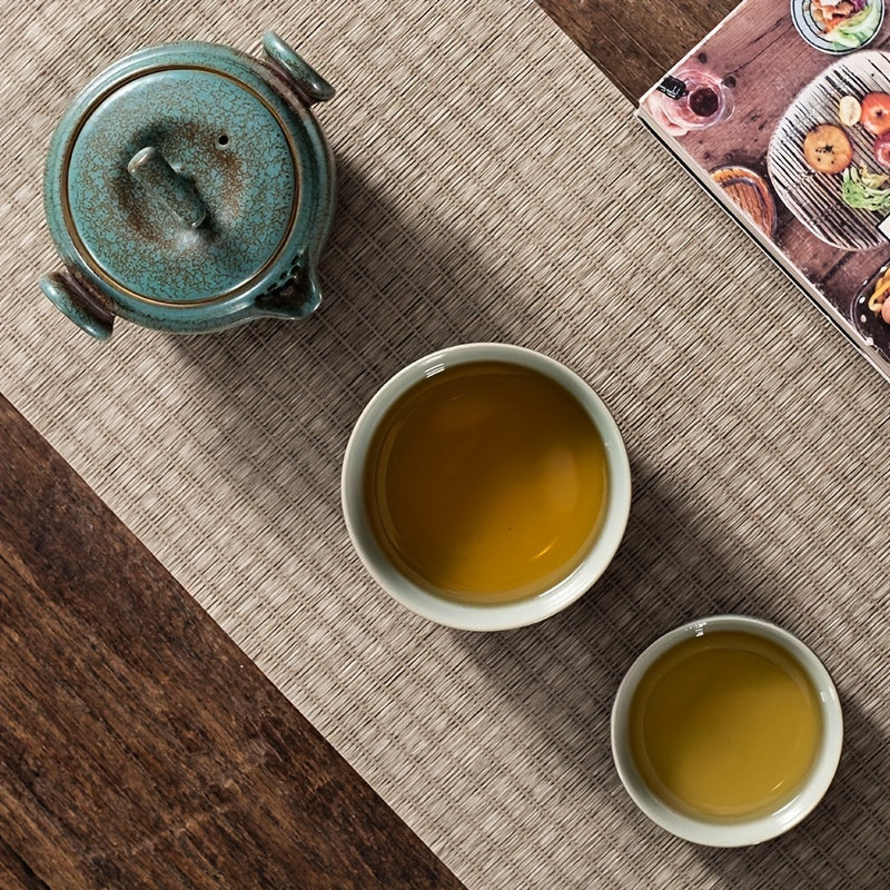 1-Pot & 2-Cup Travel Tea Set - Turquoise Green Porcelain Tea Pot with Matching Lids, Portable Compact Tea Maker for Camping, Business Trips, Elegant Chinese-Style Tea Ceremony Kit with Sturdy Carry Case
