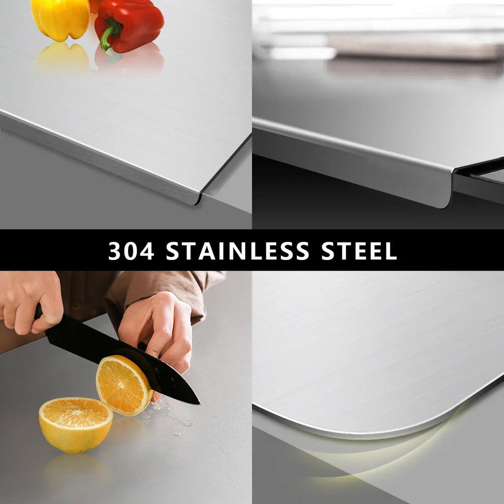 Premium Stainless Steel Cooking Cutting Board - Durable Chopping Board with Non-slip Rubber Base, Heavy Duty for Meat, Vegetables, Kitchen Gadgets, Christmas Gifts for Mothers, Family