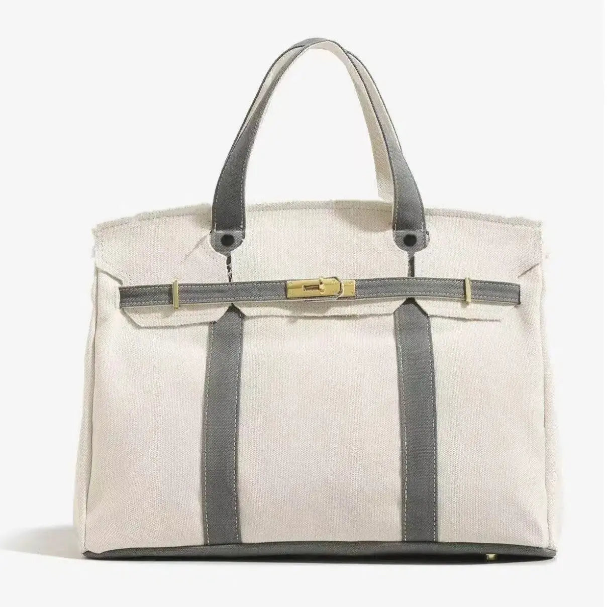 2026 New Arrival Canvas Tote Bag for Women Luxurious Niche Design Color-Blocked Handbag Spacious Commuter Tote Versatile Everyday Bag with Intentional Distressed Look & Lightweight Material