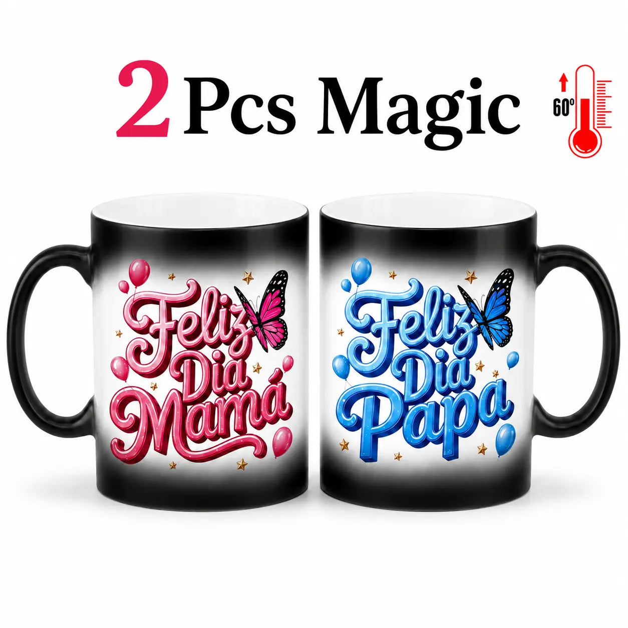 11oz Thermosensitive Ceramic Color Changing Mug, "Feliz Dia Papa" Printed Beverage Cup with Secret Heat Reveal Magic, Father's Day Dad Gifts from Son for Papá, Kitchenware Drinkware