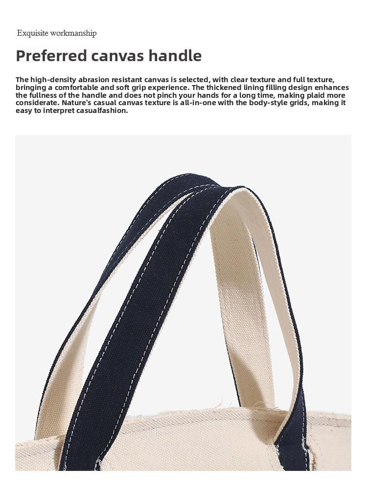 2026 New Arrival Canvas Tote Bag for Women Luxurious Niche Design Color-Blocked Handbag Spacious Commuter Tote Versatile Everyday Bag with Intentional Distressed Look & Lightweight Material