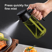 2 Count 2 in 1 Oil Sprayer for Cooking 16oz/470ml Light-Blocking Dark , Olive Oil Dispenser Bottle for Kitchen, Premium Dark Green Glass Oil Bottle, Food-Grade Oil Mister for Air Fryer, BBQ