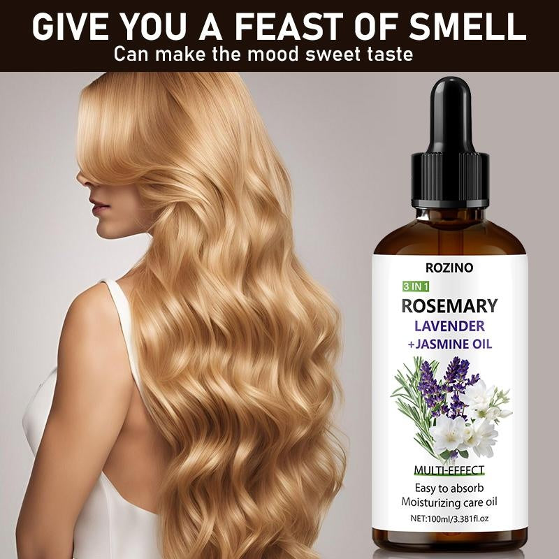 ROZINO 3 IN 1 ROSEMARY LAVENDER + JASMINE OIL Moisturizing Care Oil for Whole Body Easy Absorption Hydrating & Smooth Formula 100ml