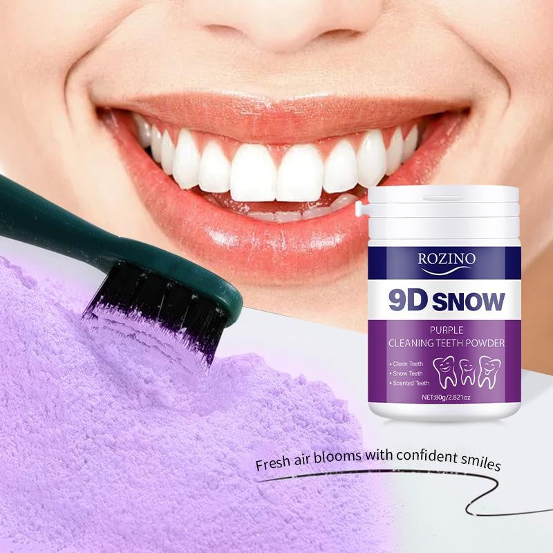 ROZINO 9D Snow Purple Cleaning Teeth Powder - Gentle Non-Irritating Formula for Fresh Breath & Strong Teeth Gums - 80g Single Item