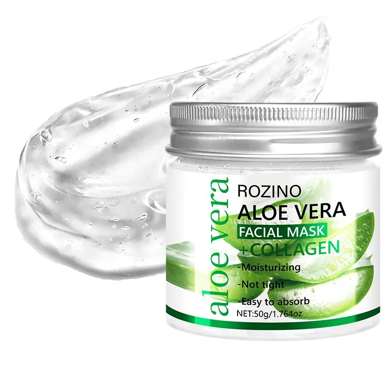 Rozino Aloe Vera & Collagen Facial Mask - Moisturizing Night Care for Smooth Soft Skin Texture - 50g