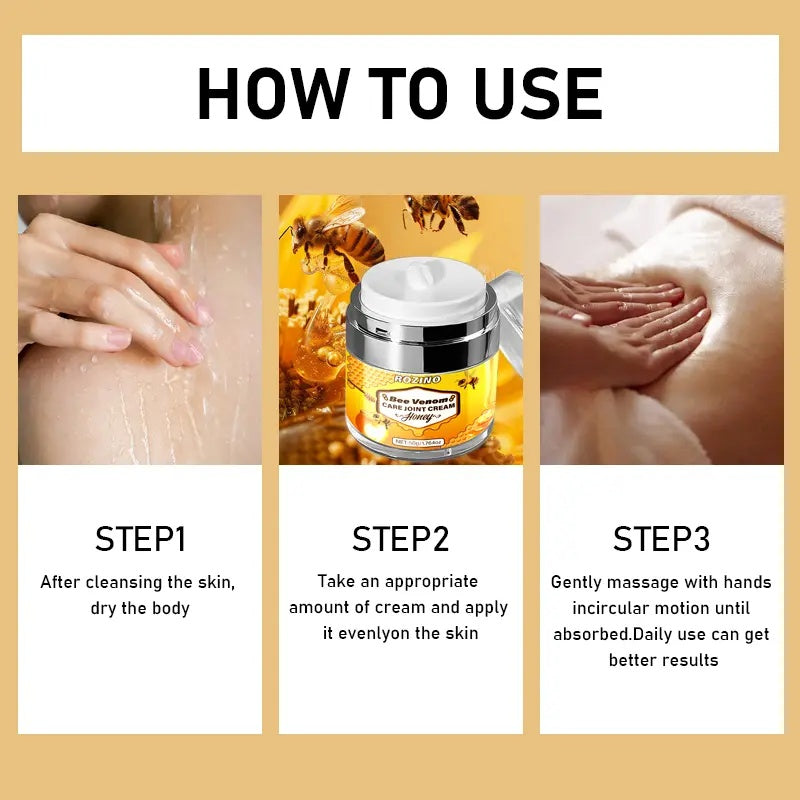 ROZINO Bee Venom Care Joint Cream - Soothing Relief for Joint Discomfort Treatment Therapeutic