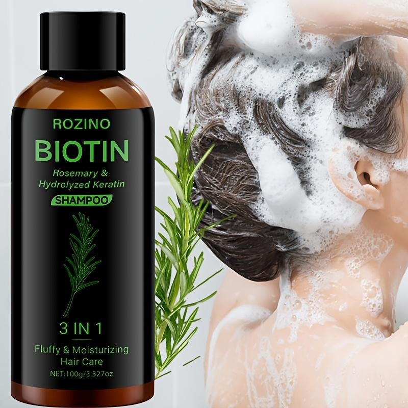 Rozino Biotin Rosemary Shampoo: 3 - in - 1 with Hydrolyzed Keratin for Premium Hair Care