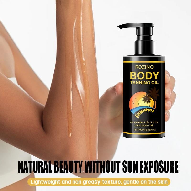 ROZINO Body Tanning Oil - Summer - Ready Sun - Kissed Skin Sunless Self Tanner Bronzing Lotion