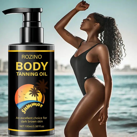 ROZINO Body Tanning Oil - Summer - Ready Sun - Kissed Skin Sunless Self Tanner Bronzing Lotion