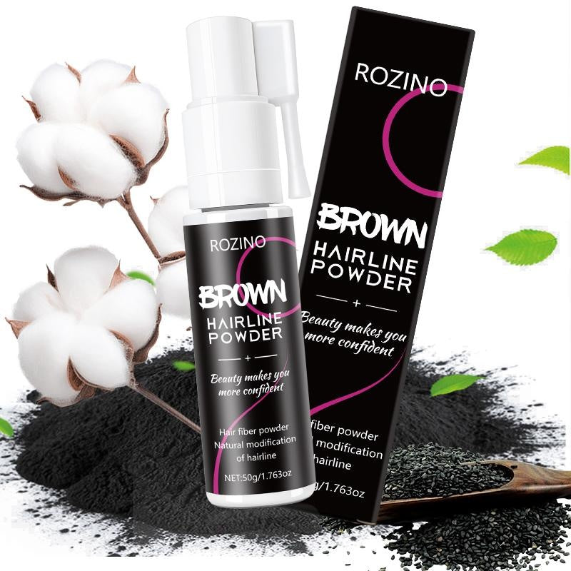 Rozino Brown Hairline Powder Root Touch Up Hair Color for Gray Coverage Bald Spot Concealing Hair Powder for Women & Men 48-Hour Stain-Proof Formula