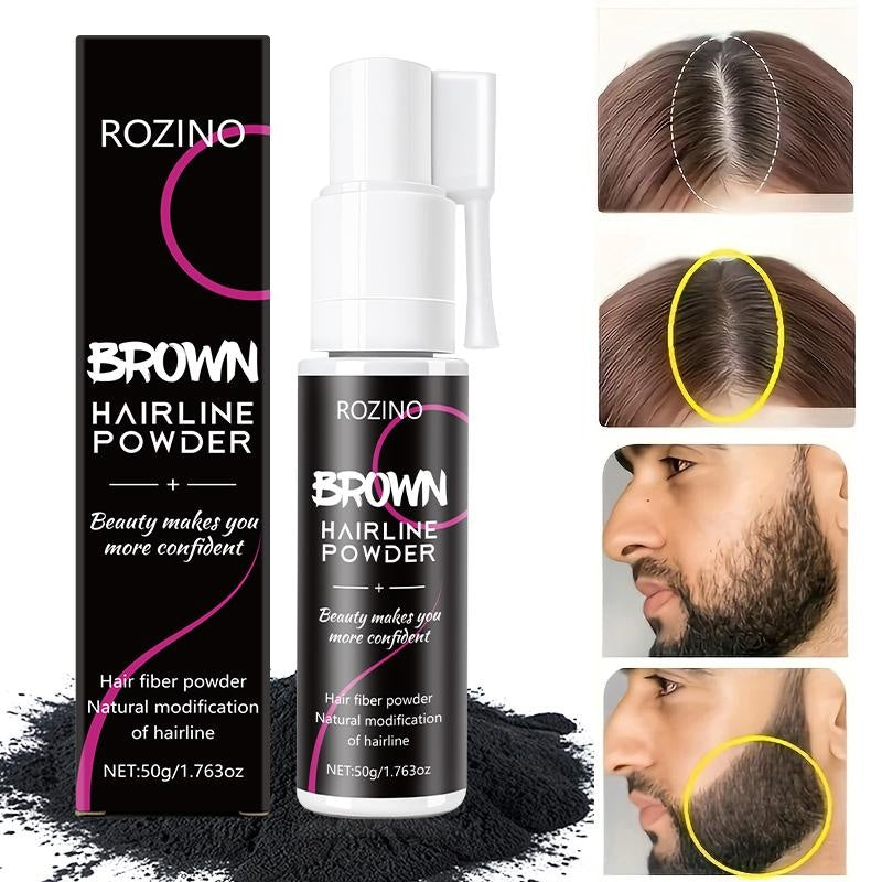 Rozino Brown Hairline Powder Root Touch Up Hair Color for Gray Coverage Bald Spot Concealing Hair Powder for Women & Men 48-Hour Stain-Proof Formula