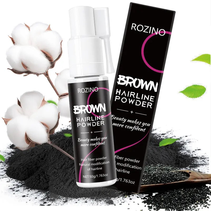 Rozino Brown Hairline Powder Root Touch Up Hair Color for Gray Coverage Bald Spot Concealing Hair Powder for Women & Men 48-Hour Stain-Proof Formula