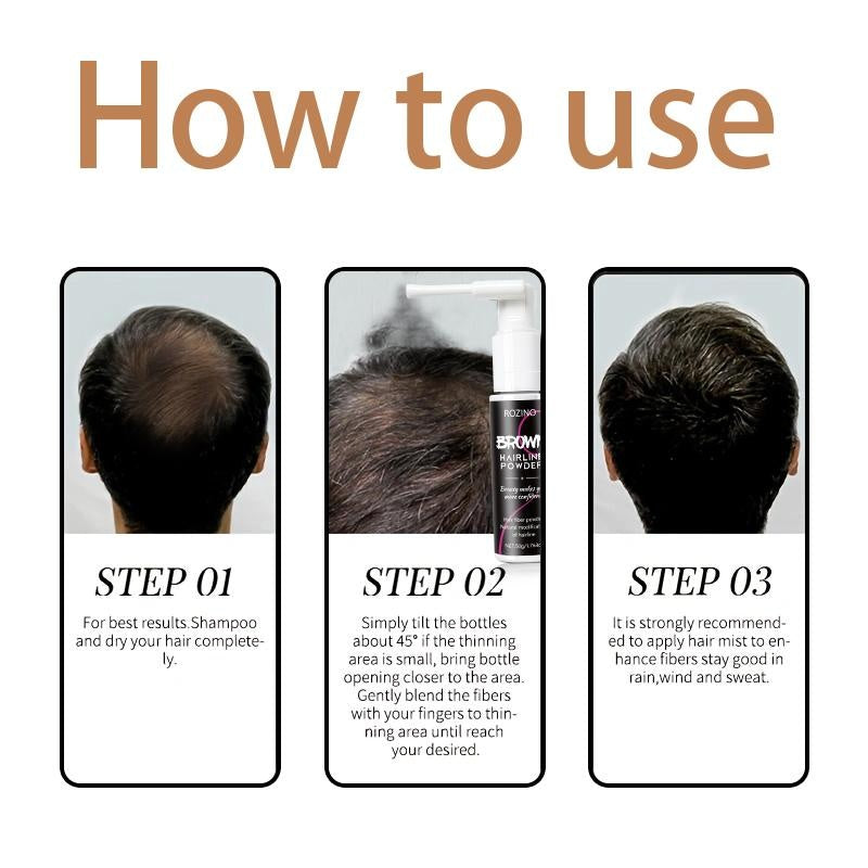 Rozino Brown Hairline Powder Root Touch Up Hair Color for Gray Coverage Bald Spot Concealing Hair Powder for Women & Men 48-Hour Stain-Proof Formula