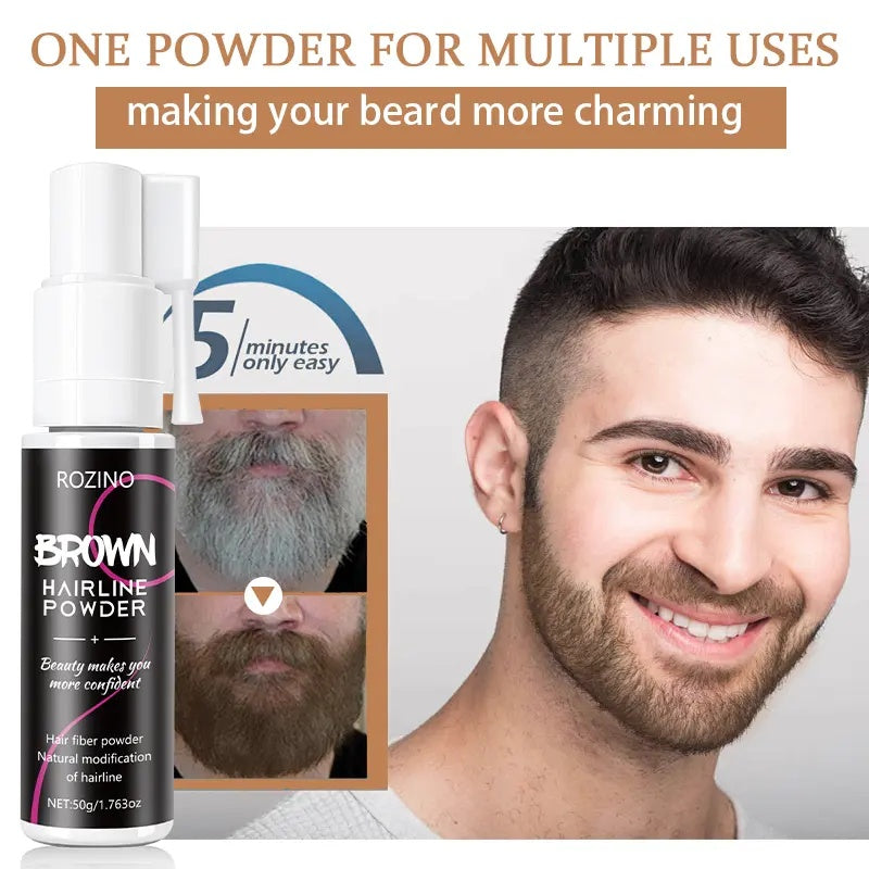 Rozino Brown Hairline Powder Root Touch Up Hair Color for Gray Coverage Bald Spot Concealing Hair Powder for Women & Men 48-Hour Stain-Proof Formula