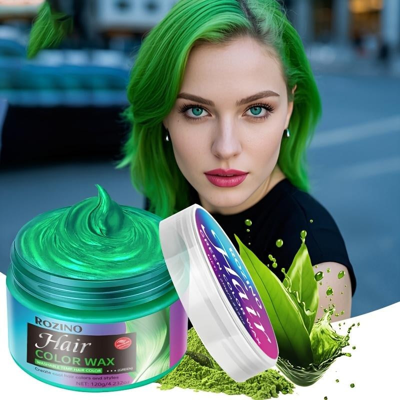 ROZINO Green Hair Coloring Styling Wax for Men - Long Lasting Natural Color Therapy Shampoo & Moisturizing Care for Beard Growth & Haircare