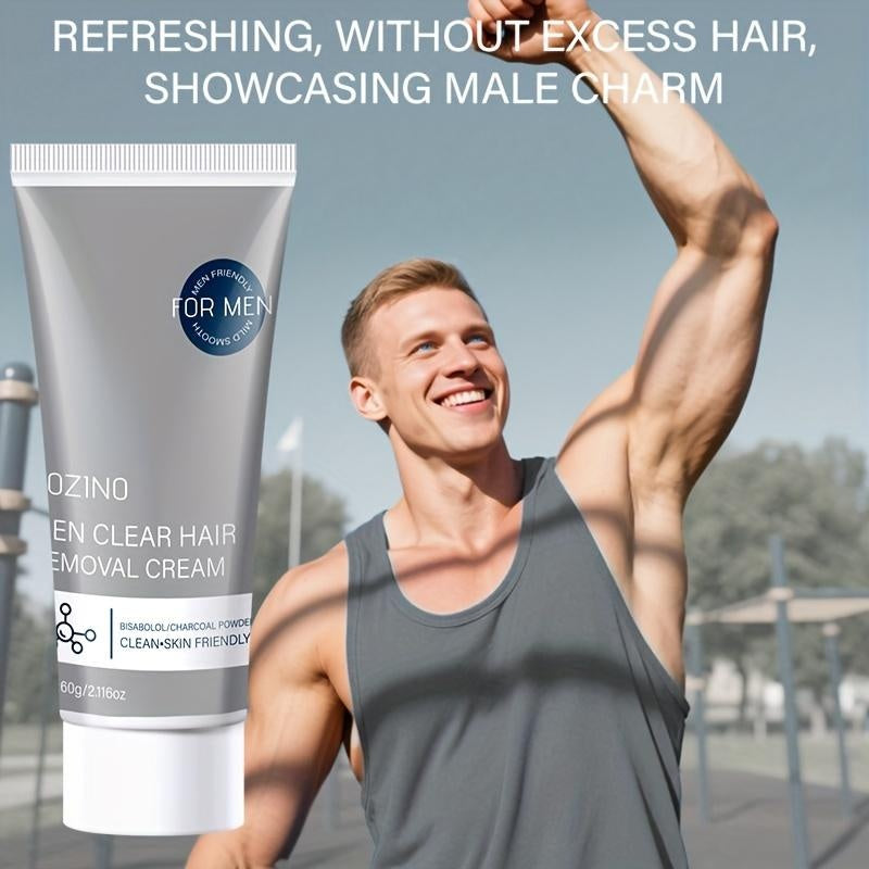 ROZINO Men's Refreshing Hair Removal Cream - Moisturizing & Nourishing Formula for Brighter Smoother Skin - Clean-Skin Friendly Wax Cosmetic