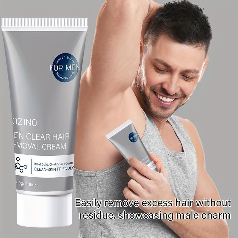 ROZINO Men's Refreshing Hair Removal Cream - Moisturizing & Nourishing Formula for Brighter Smoother Skin - Clean-Skin Friendly Wax Cosmetic