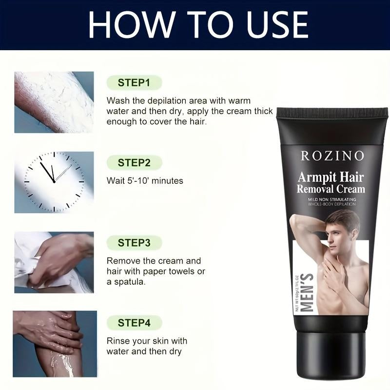 Rozino Men’s Armpit Hair Removal Cream | Gentle Armpit Hair Removal, Whole - Body Usable
