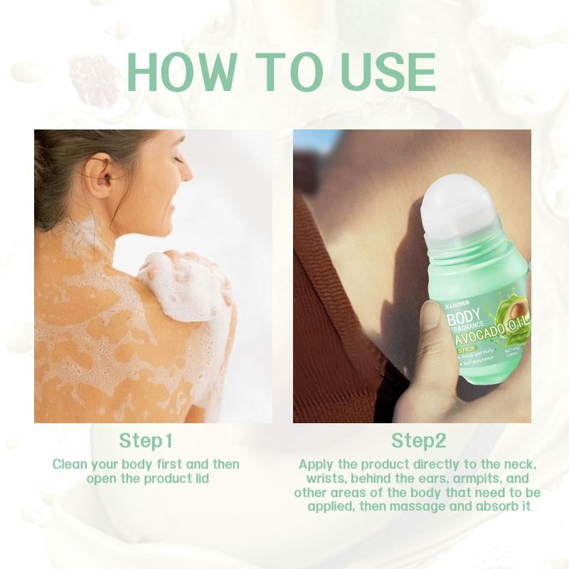 XIAOKS Avocado Oil Body Fragrance Stick 50g - Fresh Fruity Scent, Long-Lasting, Non-Greasy, Multi-Site Applicable, Body Care, Gentle Moisturizing, Mint Scented